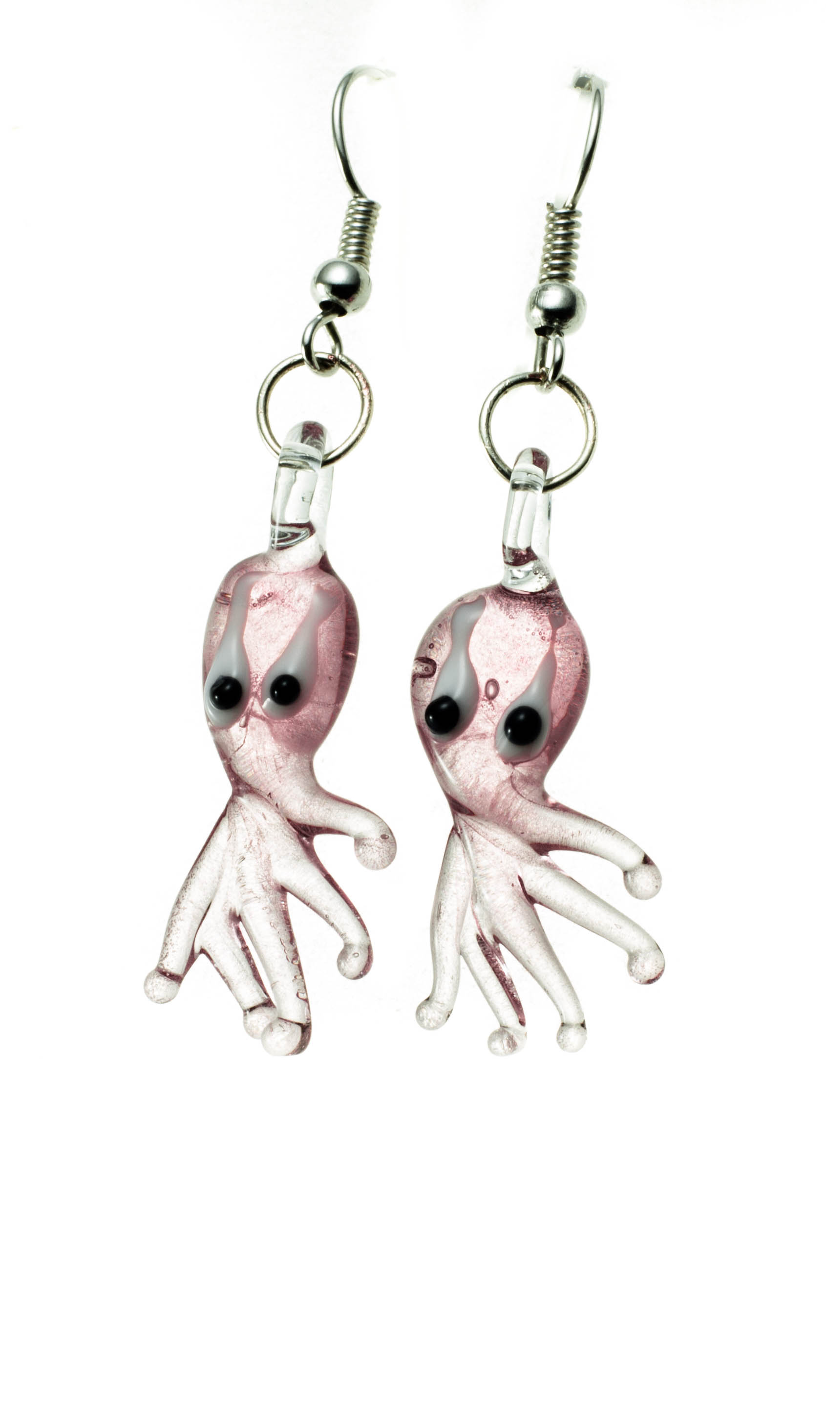 Naušnice Hobotnice lila prozirna